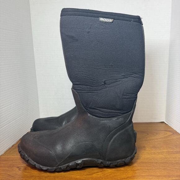 Mens Black Bogs Classic High Boots Sz 10 Pre Owned - Picture 1 of 7